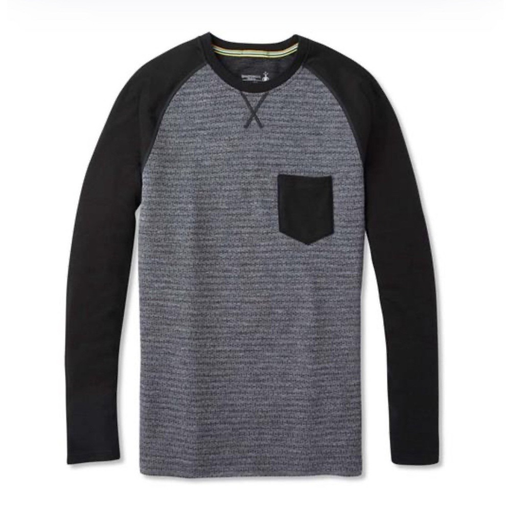 Smartwool Base Layer Shirt Mens LARGE Merino 250 Pullover Pocket Crew Gray
